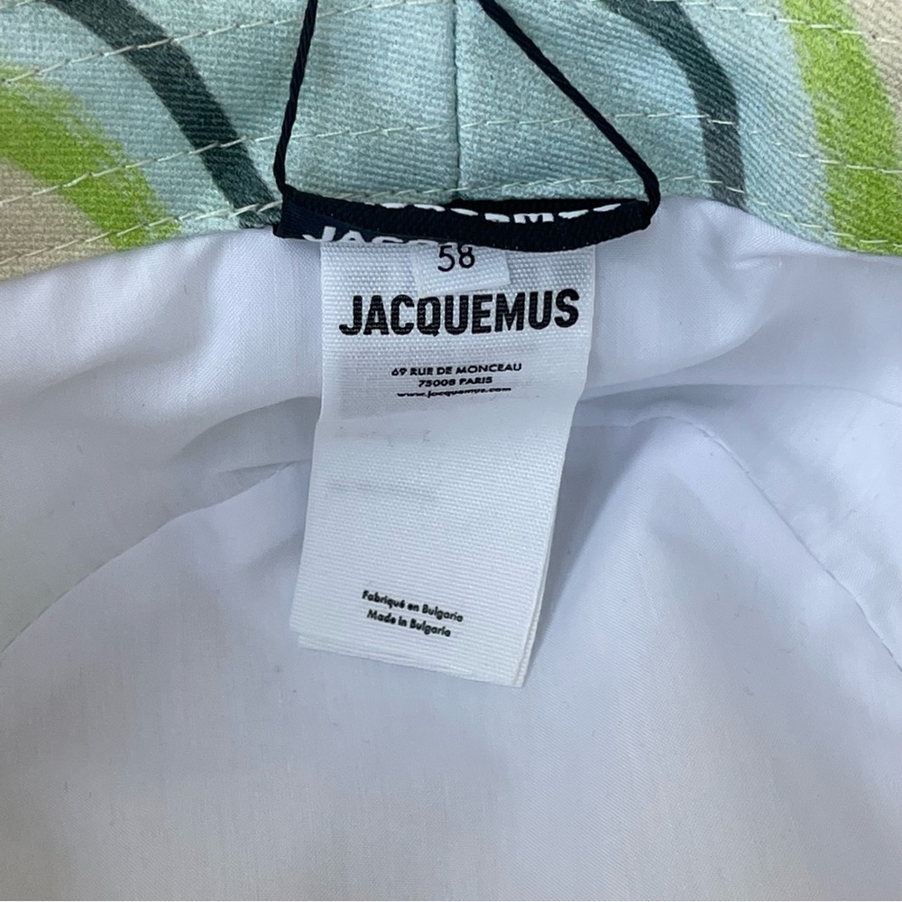 NWT Jacquemus Bucket Hat Le Bob Gadjo Unisex in Blue / Grey Stripe Le Raphia - Picture 5 of 16